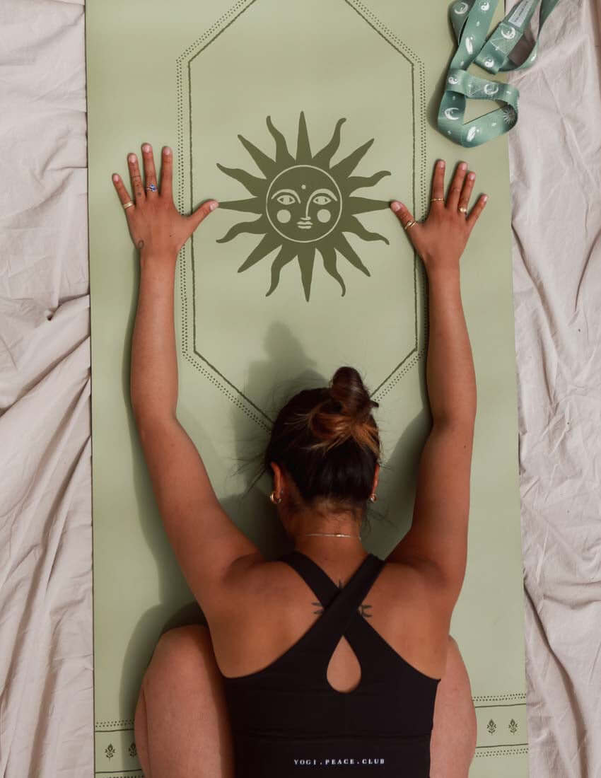 Deluxe Sage Yoga Mat + Strap - Yogi Peace Club - Yoga Mat